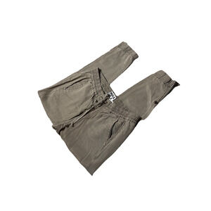 Pam & Gela Loose Fit Joggers Small Lace Up Waist Green Casual Pants Ankle Zips